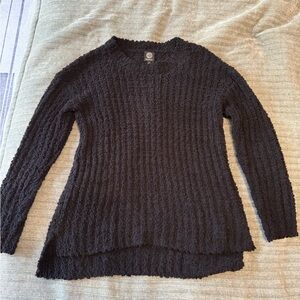 Bobeau Black Textured Crew Neck Sweater
